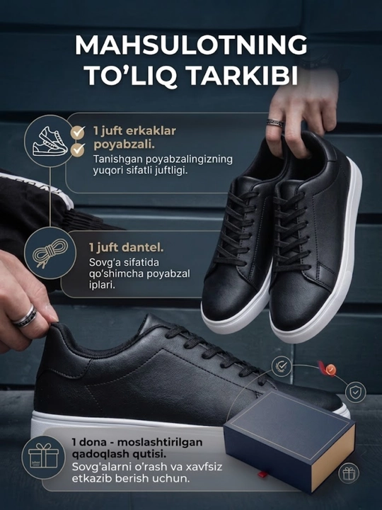 Erkaklar uchun kuzgi krossovkalar, ekoteridan tayyorlangan poyabzal, klassik keda, sport uslubida