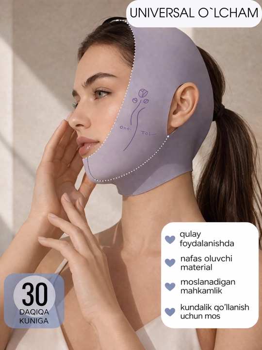 Bandaj maska yuz ovali uchun, lifting effektli yuz tortuvchi maska, V line bandaj
