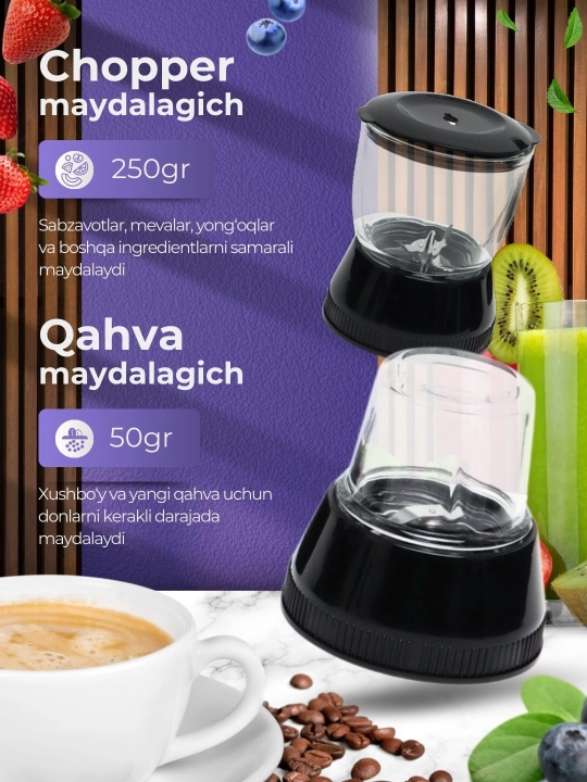 4 ta 1 da sharbat chiqargich, Blender, Kofe maydalagich, Sokovijimalka, mikser, blender