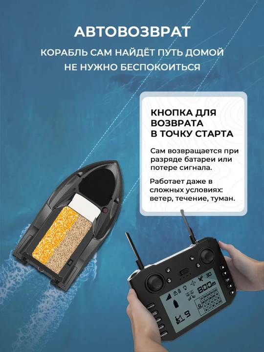 GPS navigatsiyali baliq ovlash uchun prikormka kemasi V802 Pro