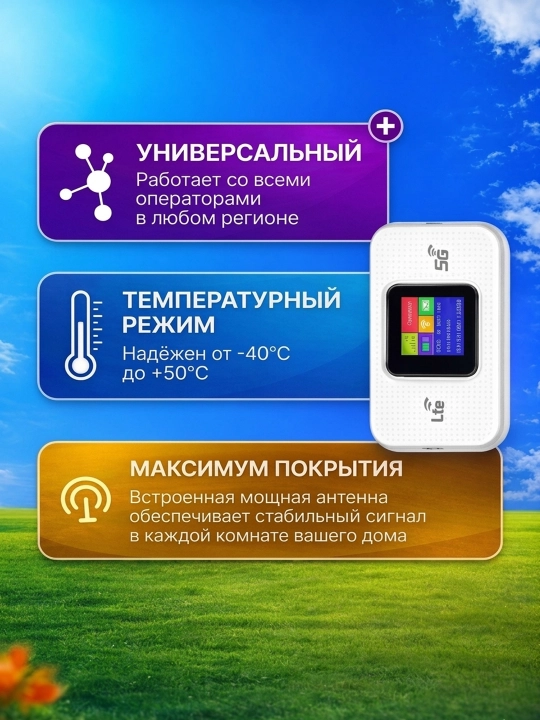 Wi-Fi роутер с SIM-картой 4G, 5G CPE домашний и переносной интернет роутер