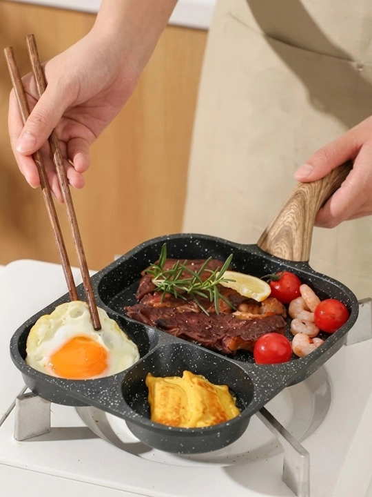 Tova 3 bo'limli non-stick, turli taomlar uchun universal skovorodka