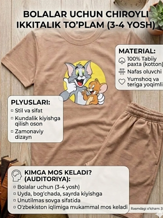 Bolalar uchun yozgi sport kostyumi, futbolka, shortik