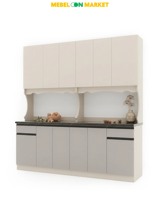 Oshxona garnituri Gloria 200 Mebelonmarket 150×60×206 sm, devor teshmasdan