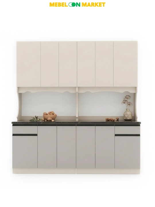 Oshxona garnituri Gloria 200 Mebelonmarket 150×60×206 sm, devor teshmasdan