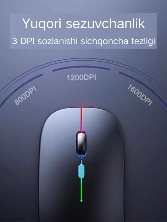 Simsiz yorug' sichqoncha, ofis, qayta zaryadlanadi, 2.4G+BT, ixcham, ovozsiz