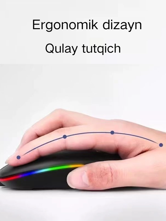 Simsiz yorug' sichqoncha, ofis, qayta zaryadlanadi, 2.4G+BT, ixcham, ovozsiz
