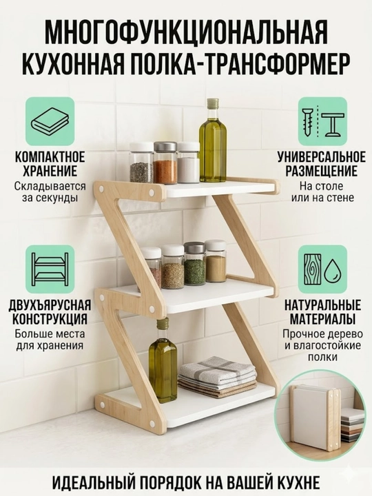 Многофункциональная кухонная полка с 1 этажом - 