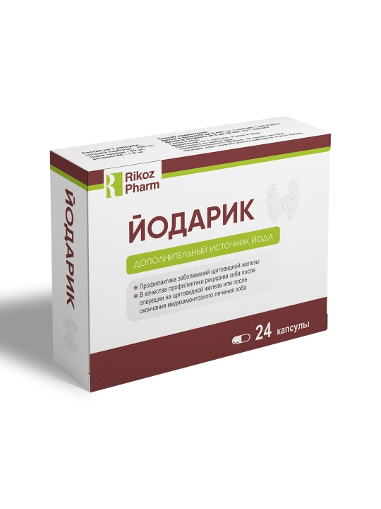 Йодарик 6+: от дефицита йода, для щитовидной железы, селен, цинк, фолиевая, 24 капсулы