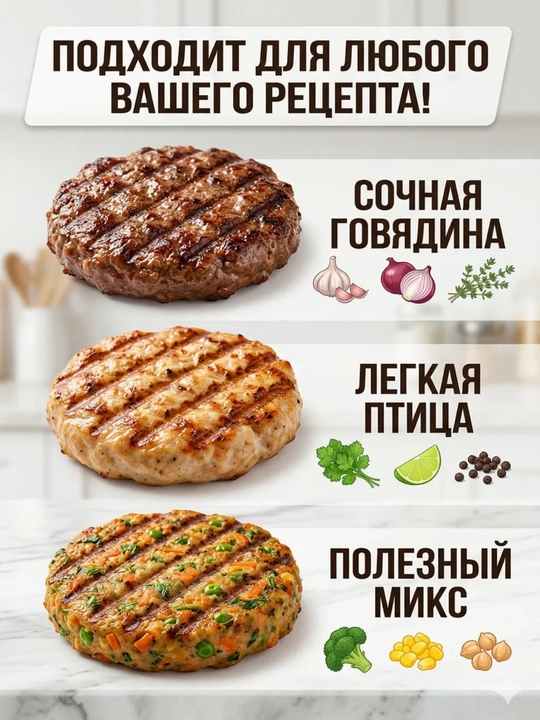 Прессовая форма для бургерных котлеток, с нелипким покрытием