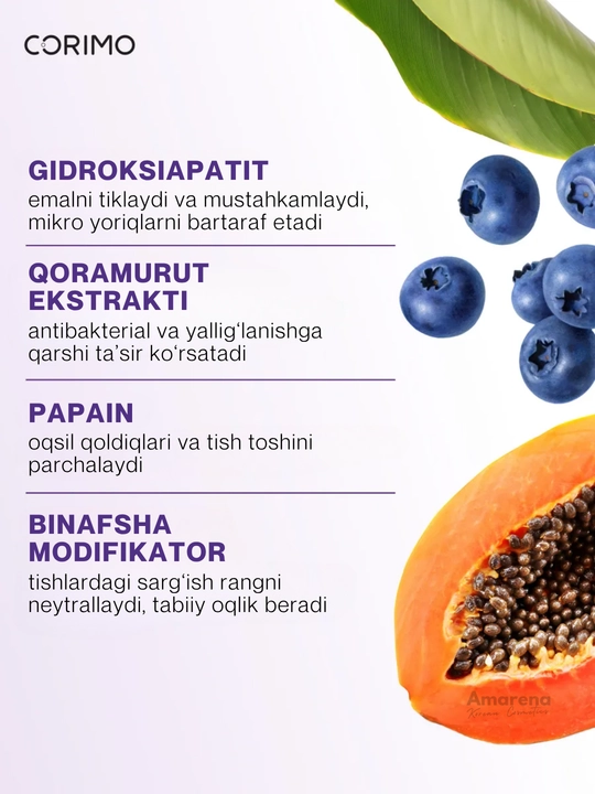 Corimo og‘iz bo‘shlig‘ini tozalovchi ko‘pik, tish parvarishi, oqartirish va toza nafas
