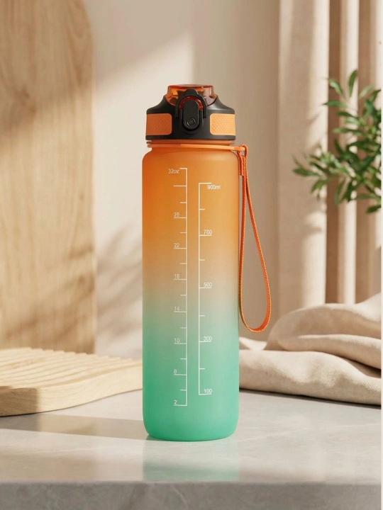 Sport suv butilkasi 1L, 6 xil rang, o‘lchovli, BPA free, fitness va kundalik uchun idish