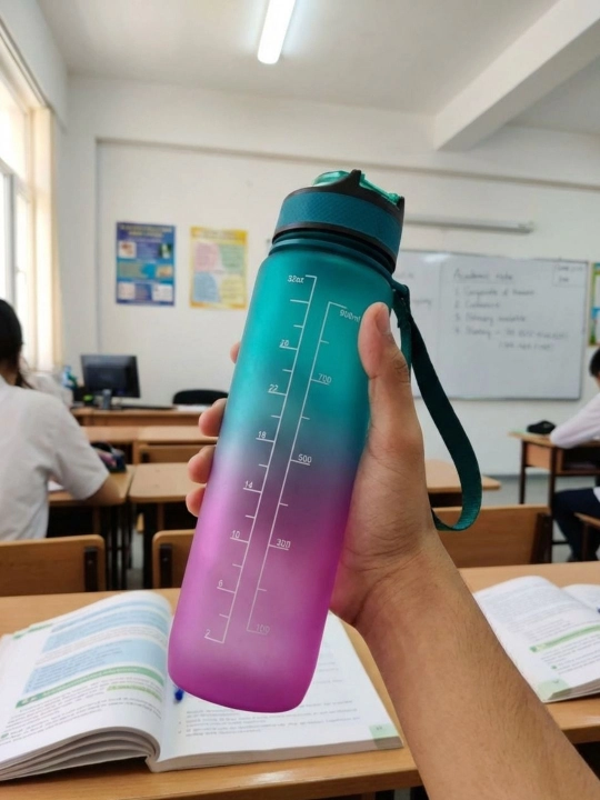 Спортивная бутылка для воды 1л, 6 цветов, с мерной шкалой, BPA free,бутилка для спорта - 