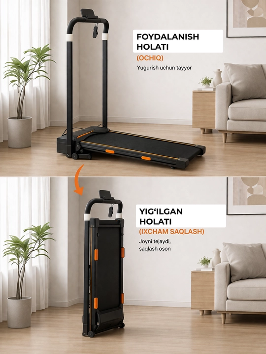 Беговая дорожка, светодиодный дисплей, беговая дорожка Walking Pad с ручками