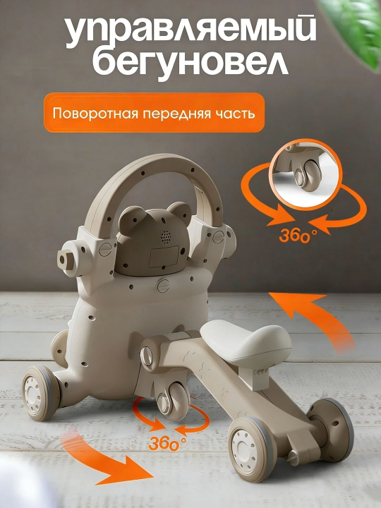 Ходунки детские 5 в 1, каталка, беговел, самокат, музыкальная панель