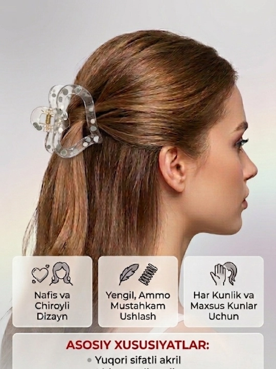 Zajim, soch qisqichi, qizlar uchun sinmaydigon qisqichlar - 