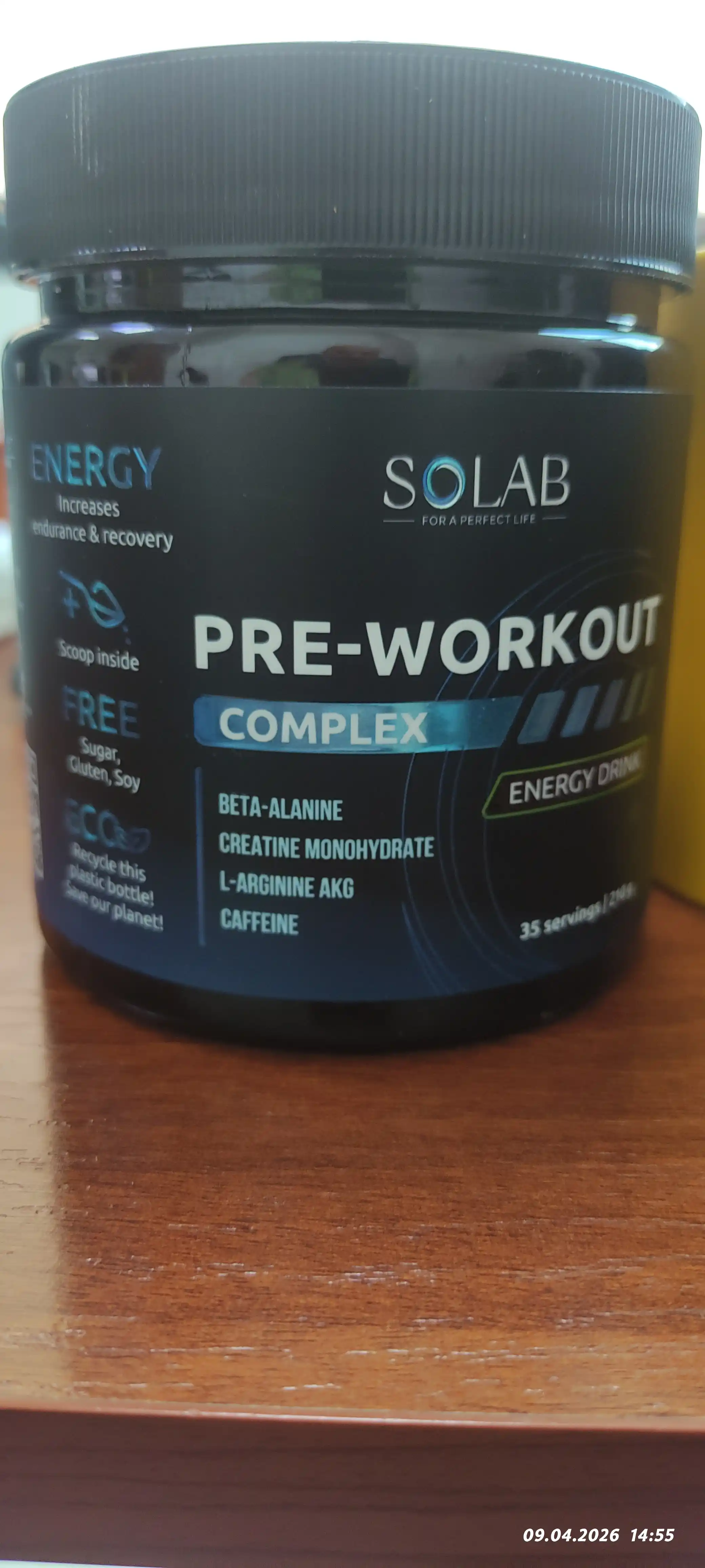 Предтренировочный комплекс Pre-workout, SOLAB, вкус Энергетика, 35 порций, 210г