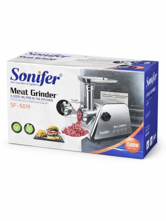 Мясорубка Sonifer SF-5019, электрическая, 1500W, с колбасными насадками