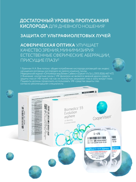Контактные линзы Biomedics 55 Evolution asphere