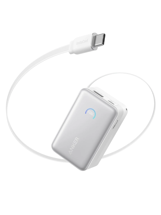 Anker Nano Power Bank 10000 мАч, 45 Вт, встроенный выдвижной кабель USB-C + Type-C