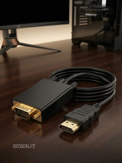 Кабель HDTV → VGA, однонаправленный адаптер – переходник для подключения ПК/ноутбука