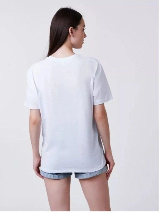 Ayollar uchun oversize futbolka, asosiy, bitta rangli, 100% paxta qulay