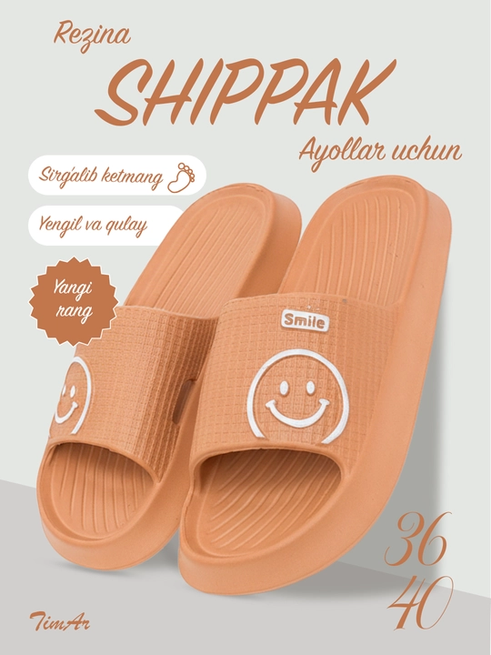 Ayollar uchun kundalik EVA SMILE shippaklari uy, basseyn va ko‘cha uchun TimAr shippaklari - 