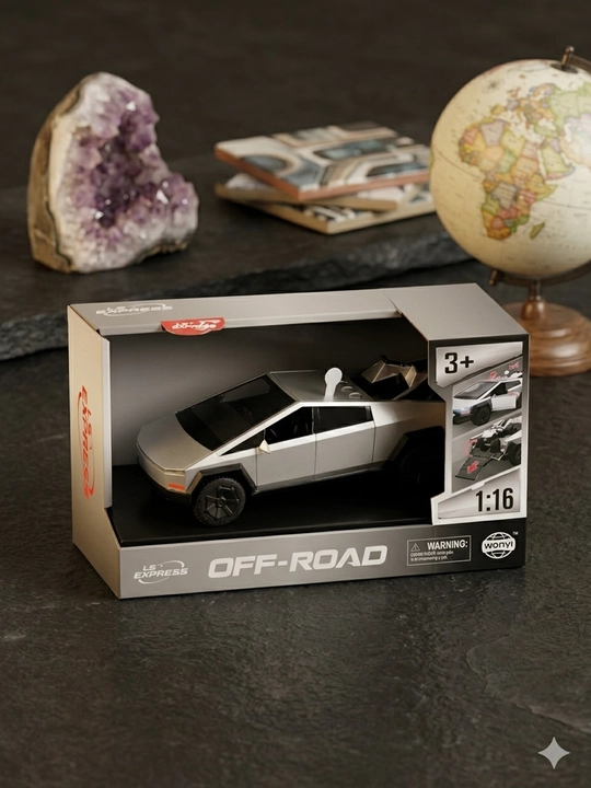 Металлический Cybertruck 1:16 инерционный пикап будущего с открывающимися дверями и звуком