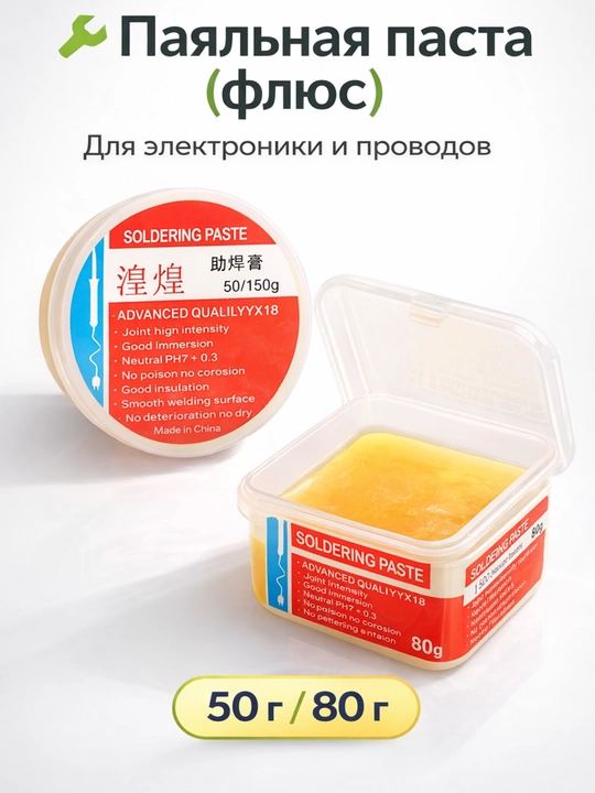 Elektronika uchun flux pasta, paykalash uchun, 80ml / 50g - 