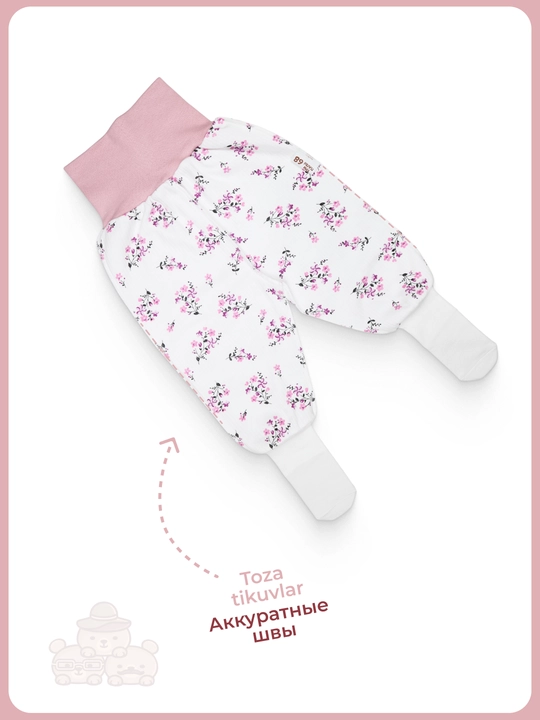 Ползунки для новорожденных с носочками 2 в 1, 100% хлопок, 56–74