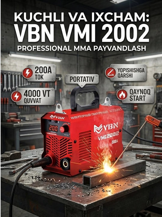 VBN VMI 2002 payvandlash invertori, MMA, 200A, 4000W