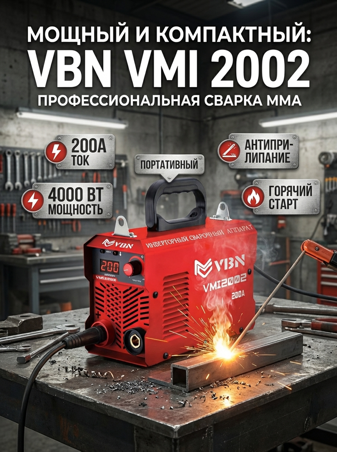 VBN VMI 2002 payvandlash invertori, MMA, 200A, 4000W - 