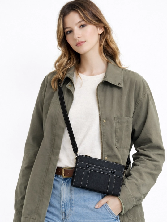 Черная сумка через плечо унисекс, эко кожа, стильная crossbody