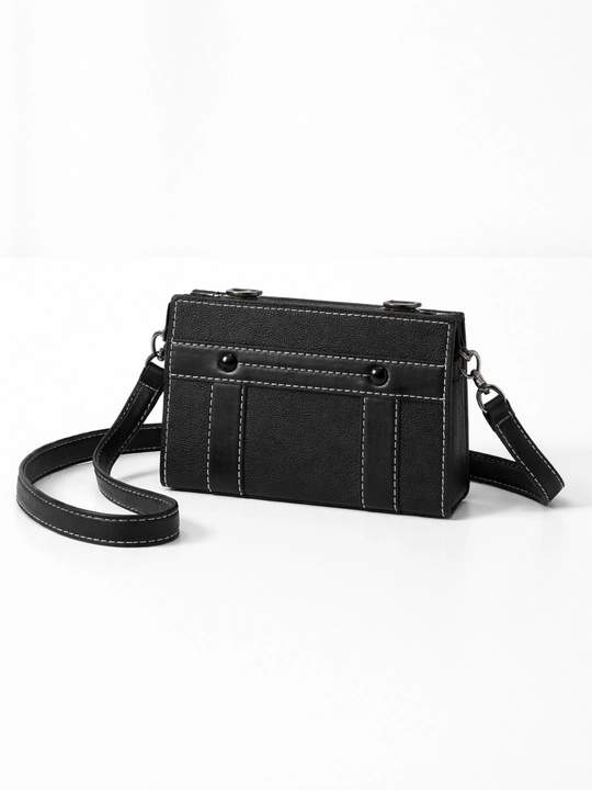 Черная сумка через плечо унисекс, эко кожа, стильная crossbody