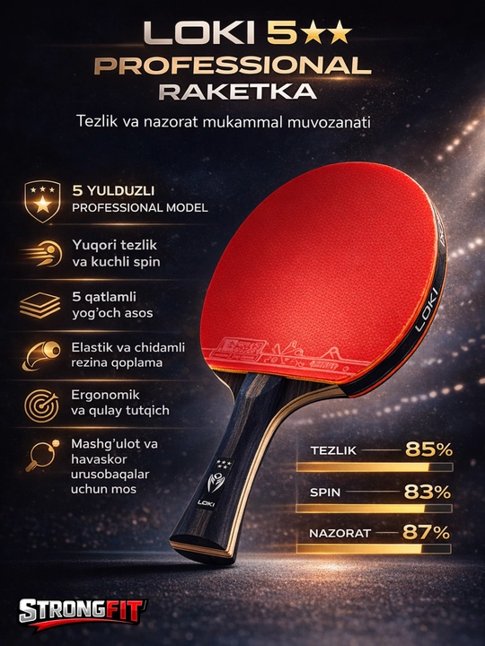 Professional stol tennis raketkasi LOKI  – kuchli aylanish, qulay tutqich - 