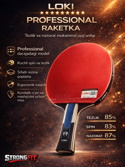 Professional stol tennis raketkasi LOKI  – kuchli aylanish, qulay tutqich - 