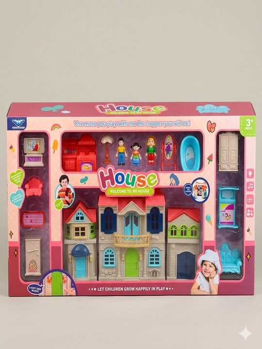 Большой игровой набор Кукольный домик "Welcome to My House": с мебелью, фигурками и светом