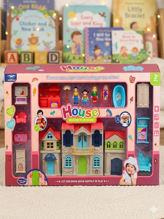 Большой игровой набор Кукольный домик "Welcome to My House": с мебелью, фигурками и светом - 