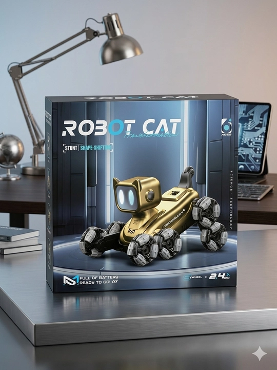 Робот-кот на радиоуправлении Robot Cat трюковой вездеход, 8 колес, трансформер для мальчиков