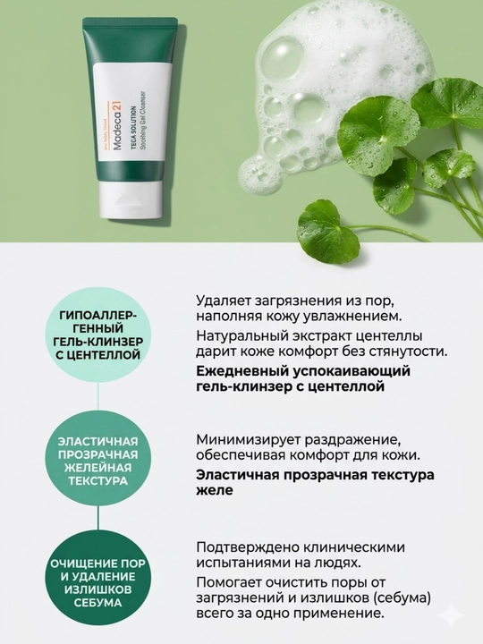 Madeca21 TECA Solution 100 мл — Гель для умывания лица при акне и проблемной коже