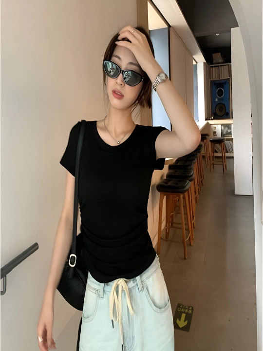 Top krop, slim fit, krop futbolka, top ayollar va qizlarimiz uchun, beli qisqa top