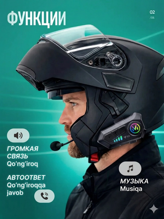 Mototsikl shlemi uchun Bluetooth garnitura Y10 1000mAh
