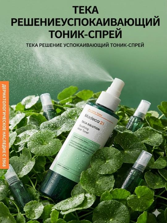 Madeca21 TECA Solution 200 ml — akne, toshma va qizarishga moyil teri uchun mist-toner
