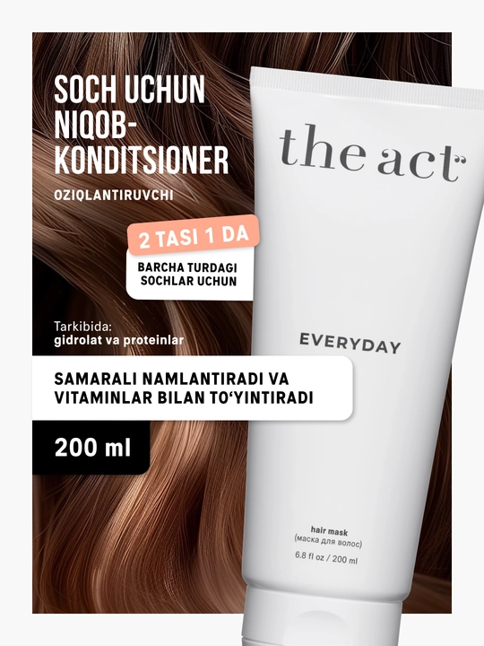 The Act Soch uchun konditsioner niqobi, 2 tasi 1 da, EVERYDAY, namlovchi va tiklovchi, 200 ml