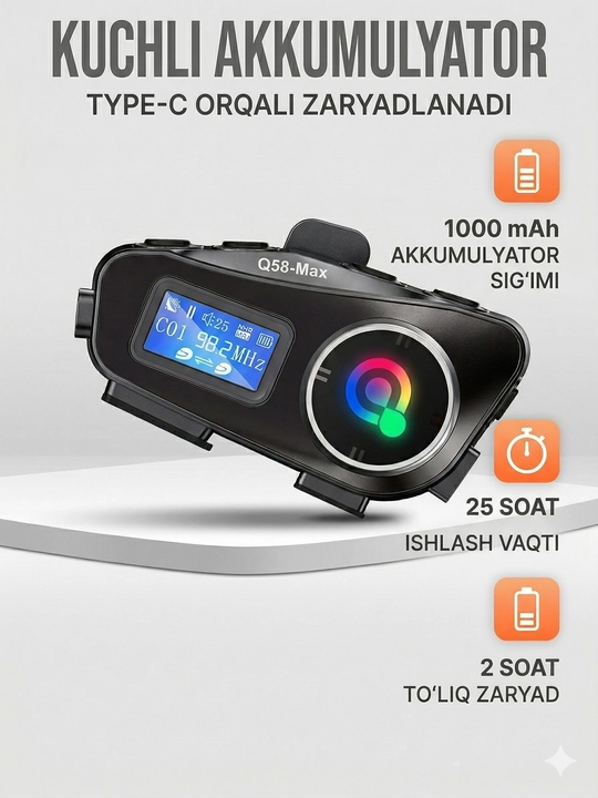 Bluetooth гарнитура для мотошлема Q58-MAX 1000мач