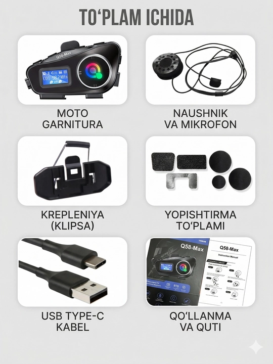 Bluetooth гарнитура для мотошлема Q58-MAX 1000мач