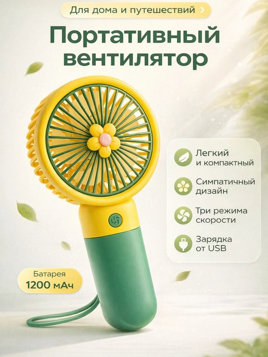 Мини вентилятор настольный USB портативный персональный охлаждающий компактный - 