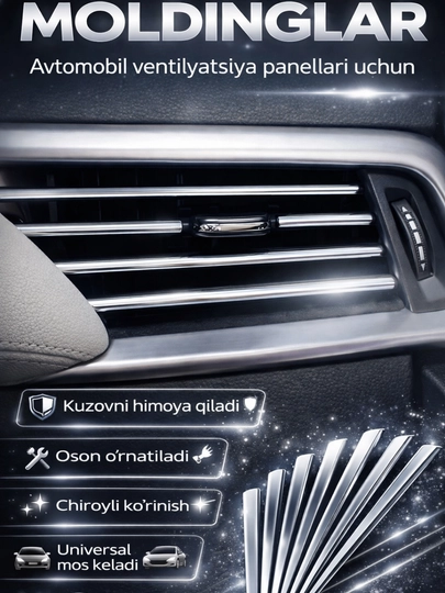 Молдинг, накладки декоративные воздуховода салона для тюнинга — CAR7-МОЛДИНГ-СЕРЕБРН