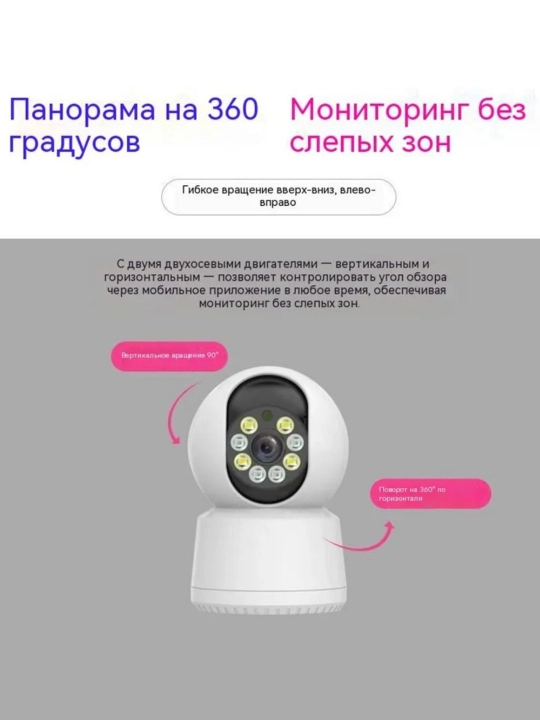 Wi-Fi камера наблюдения 360°, камера видеонаблюдения, камера