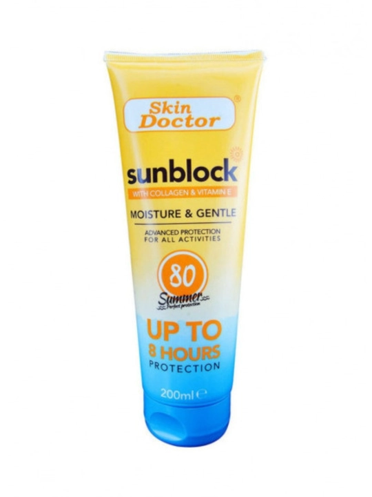 Quyoshdan himoyalovchi krem Skin Doctor Sunblock SPF 80 kollagen va vitamin E bilan 200 ml